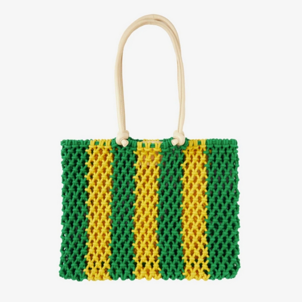 Clare V. Sandy Tote - Green & Yellow Stripe
